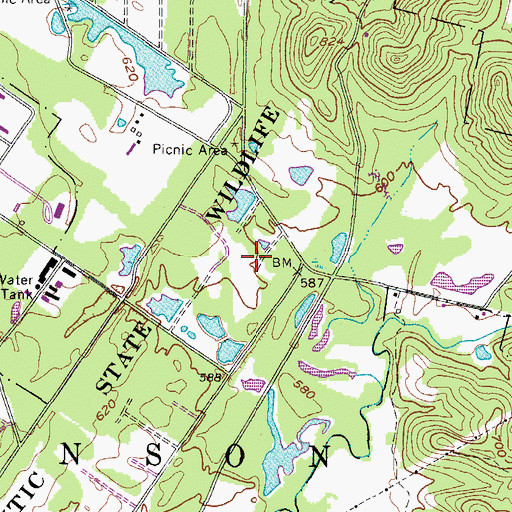 Topographic Map of Clifton F McClintic State Wildlife Station, WV