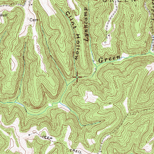 Topographic Map of Clint Hollow, WV