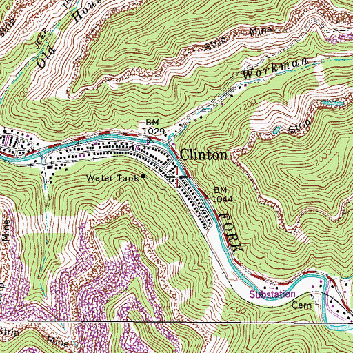 Topographic Map of Clinton, WV