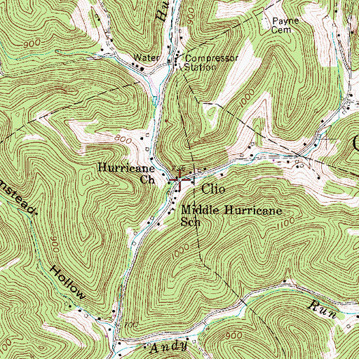 Topographic Map of Clio, WV