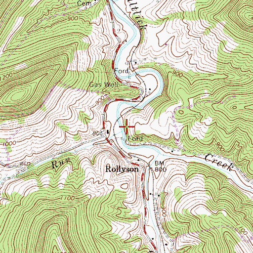 Topographic Map of Cloat Run, WV