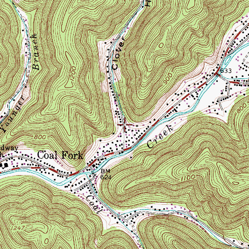 Topographic Map of Clover Hollow, WV