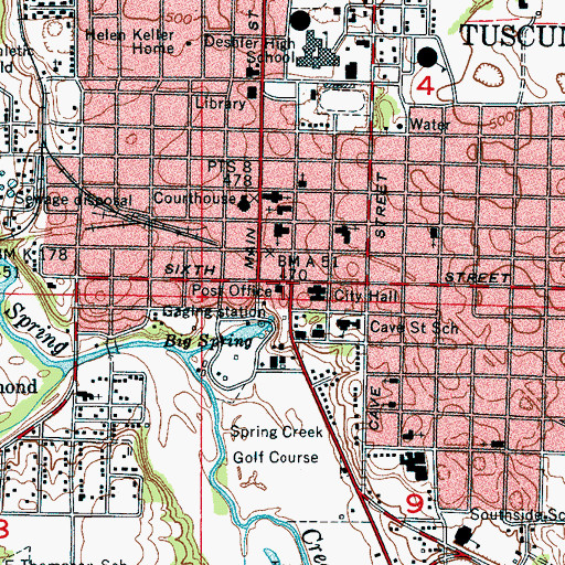 Topographic Map of Tuscumbia, AL
