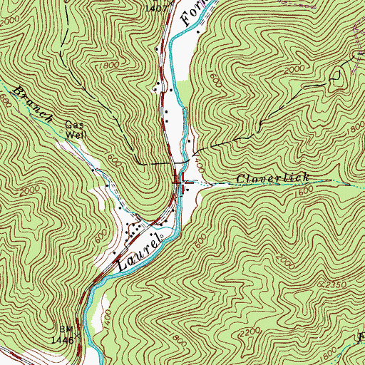 Topographic Map of Cloverlick Branch, WV
