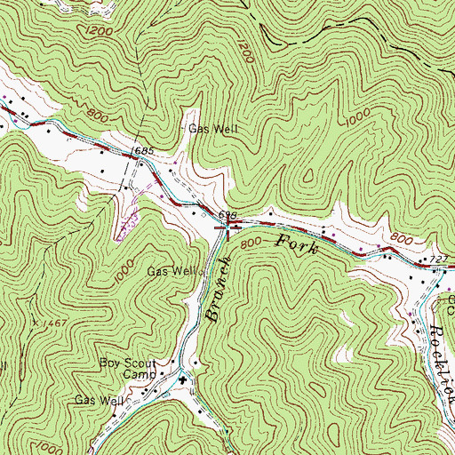 Topographic Map of Cloverlick Branch, WV