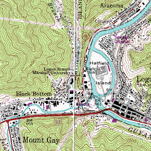 Topographic Map of Coal Branch, WV