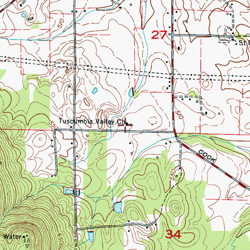 Topographic Map of Tuscumbia Valley Church, AL