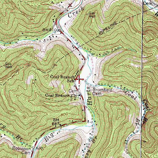Topographic Map of Coal Branch School (historical), WV