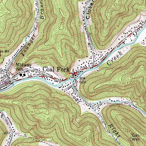 Topographic Map of Coal Fork, WV