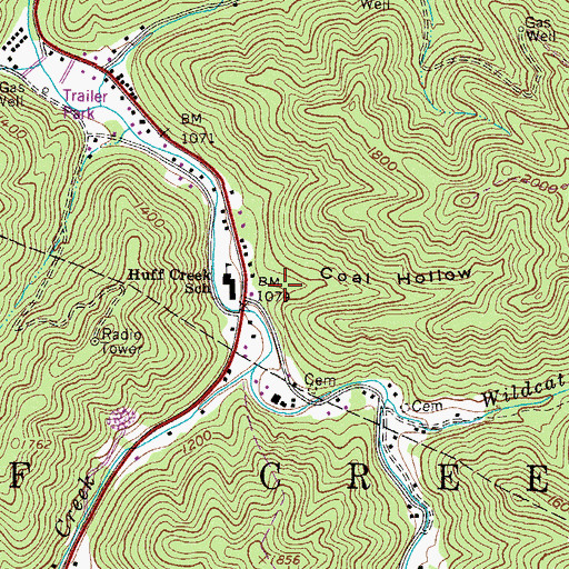 Topographic Map of Coal Hollow, WV