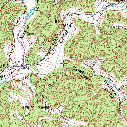 Topographic Map of Coal Hollow, WV