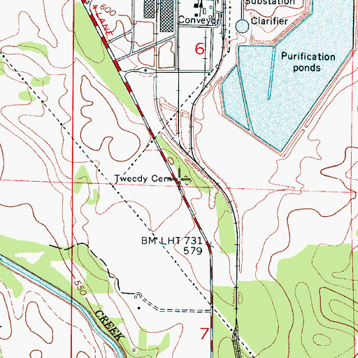 Topographic Map of Tweedy Cemetery, AL