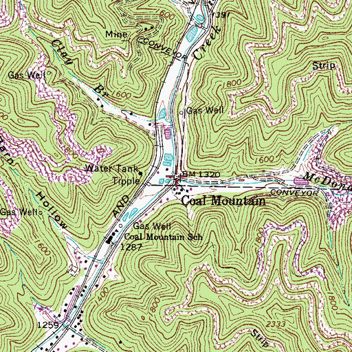 Topographic Map of Coal Mountain, WV
