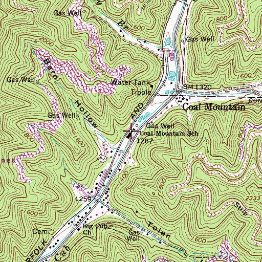 Topographic Map of Coal Mountain School (historical), WV