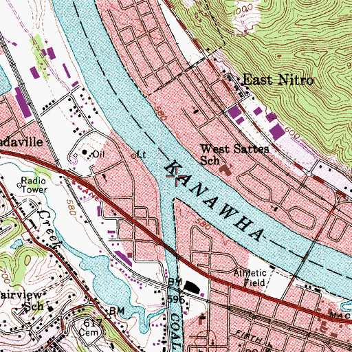 Topographic Map of Coal River, WV