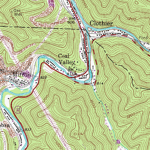 Topographic Map of Coal Valley, WV