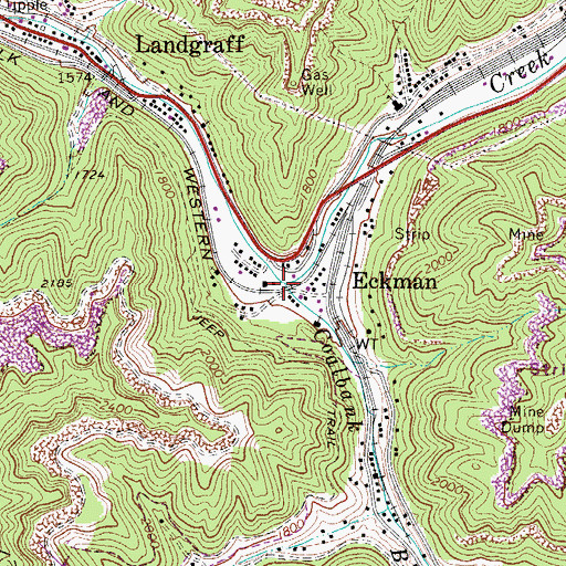 Topographic Map of Coalbank Branch, WV
