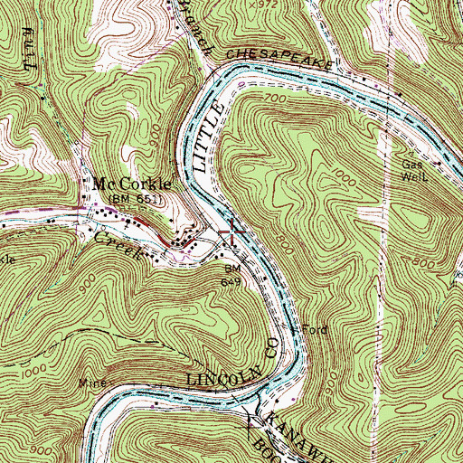 Topographic Map of Cobb Creek, WV