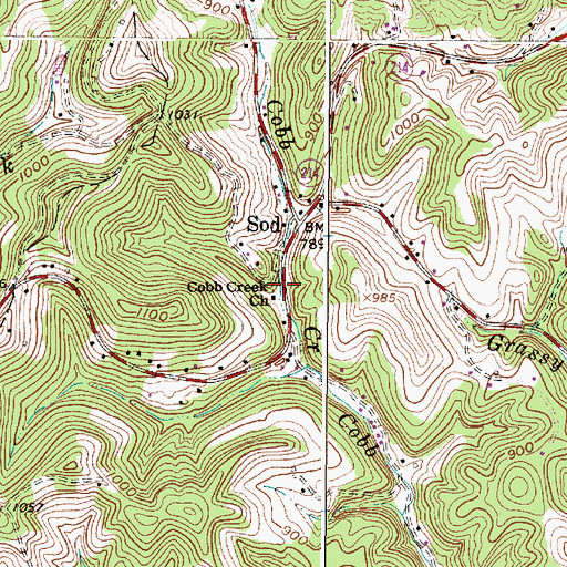 Topographic Map of Cobb Creek Church, WV