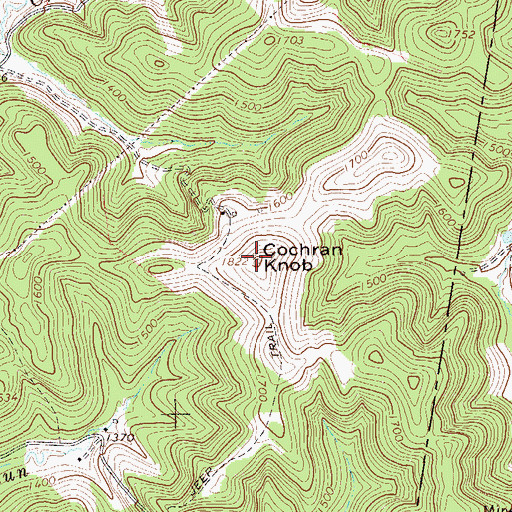 Topographic Map of Cochran Knob, WV