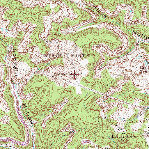 Topographic Map of Coffee Cemetery, WV