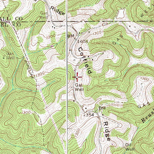 Topographic Map of Coffield Ridge, WV