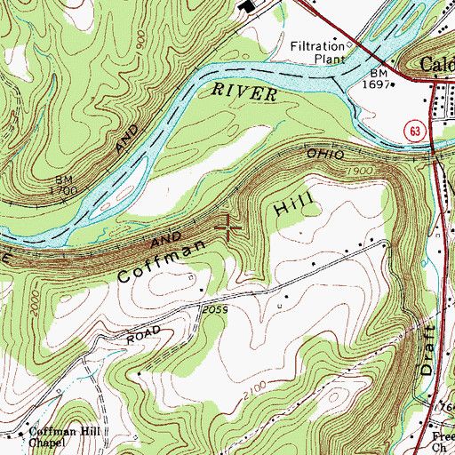 Topographic Map of Coffman Hill, WV