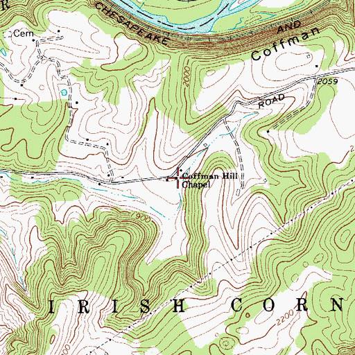 Topographic Map of Coffman Hill Chapel, WV