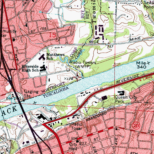 Topographic Map of Twomile Creek, AL