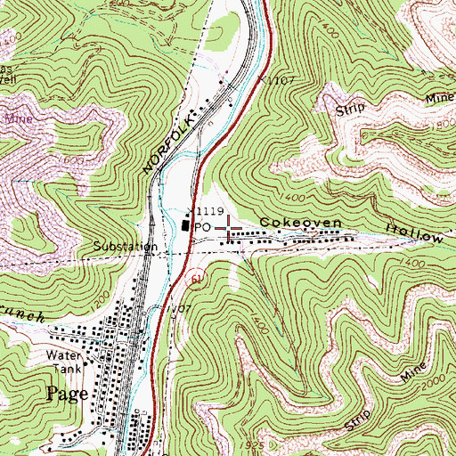 Topographic Map of Cokeoven Hollow, WV