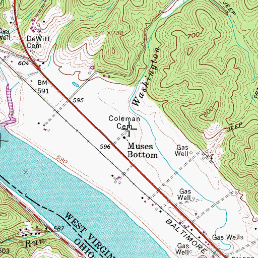 Topographic Map of Coleman Cemetery, WV