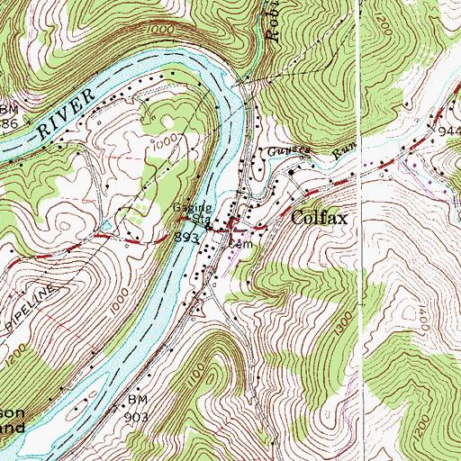 Topographic Map of Colfax, WV