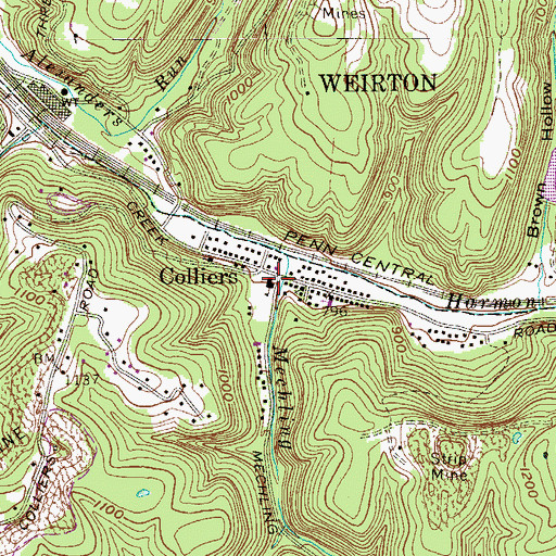 Topographic Map of Colliers, WV