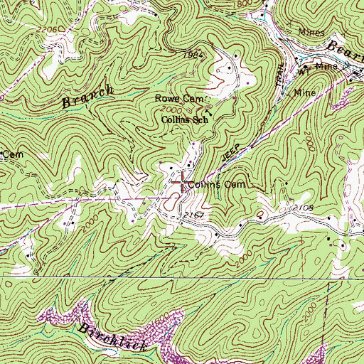 Topographic Map of Collins Cemetery, WV