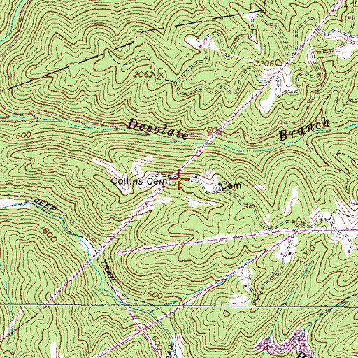Topographic Map of Collins Cemetery, WV