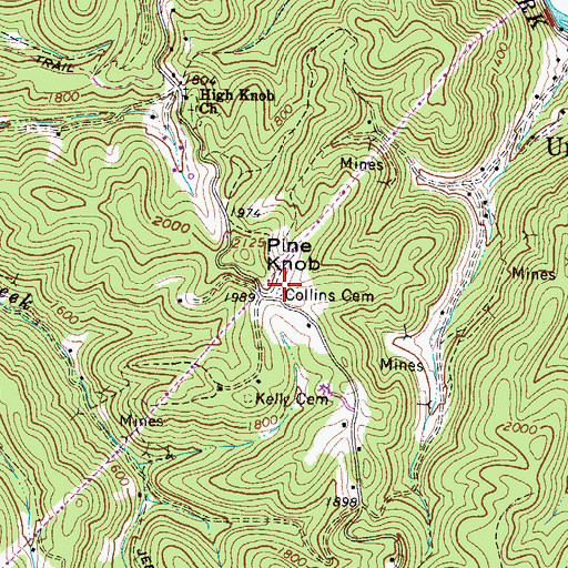 Topographic Map of Collins Cemetery, WV