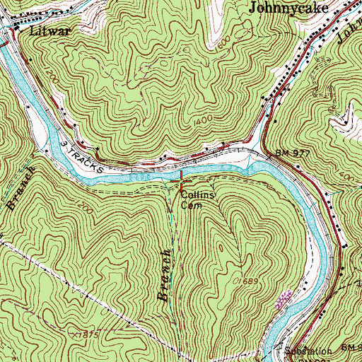 Topographic Map of Collins Cemetery, WV