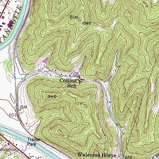 Topographic Map of Collins School (historical), WV
