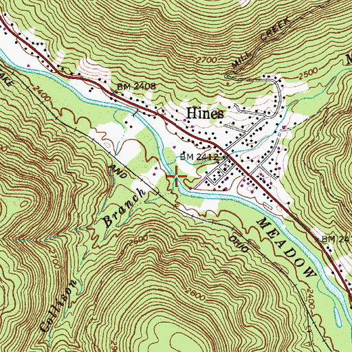 Topographic Map of Collison Branch, WV