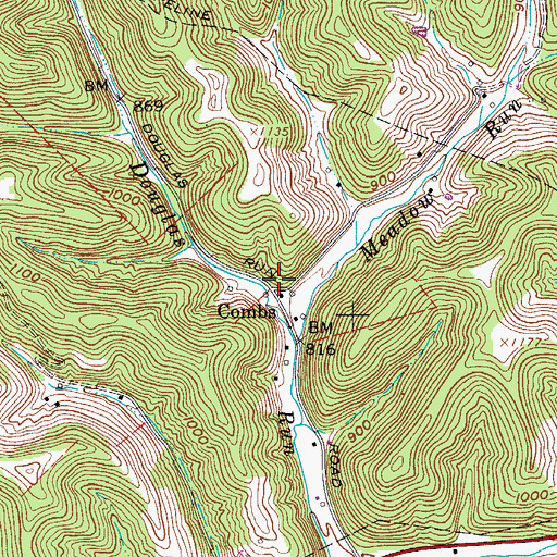 Topographic Map of Combs, WV