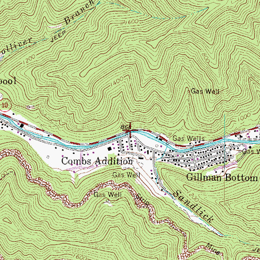 Topographic Map of Combs Addition, WV
