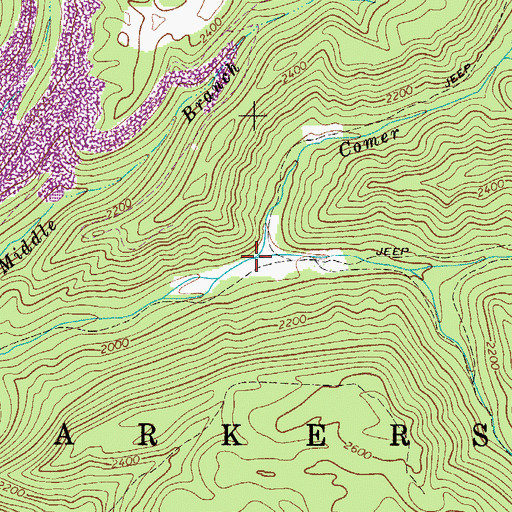 Topographic Map of Comer Branch, WV
