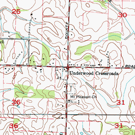 Topographic Map of Underwood Crossroads, AL