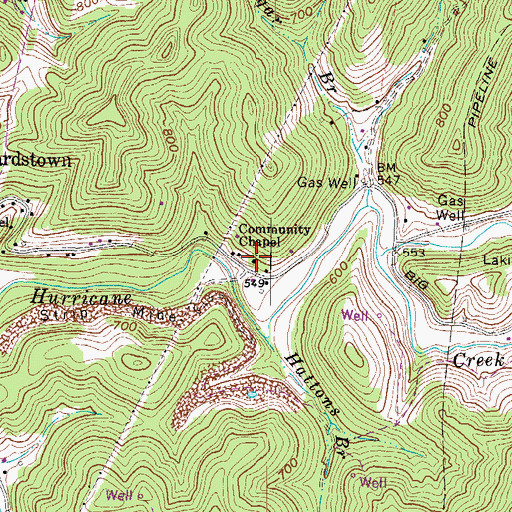 Topographic Map of Community Chapel, WV
