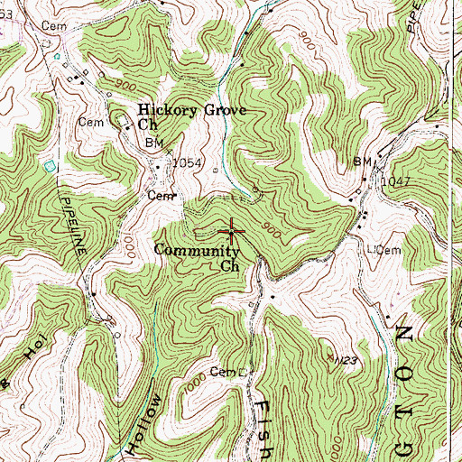 Topographic Map of Community Church, WV