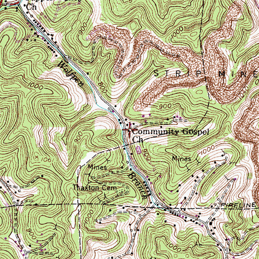 Topographic Map of Community Gospel Church, WV