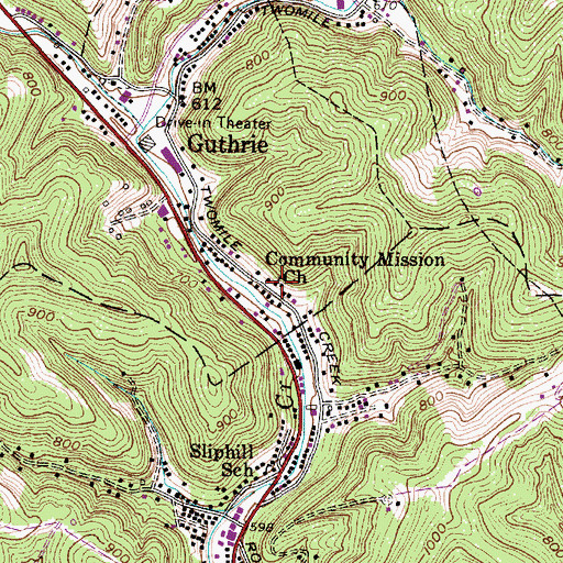 Topographic Map of Community Mission Church, WV