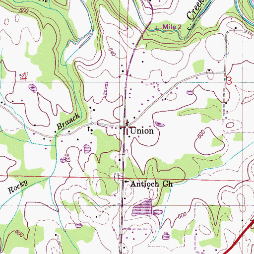 Topographic Map of Union, AL