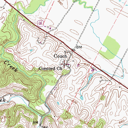 Topographic Map of Concord Church, WV