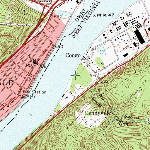 Topographic Map of Congo Run, WV